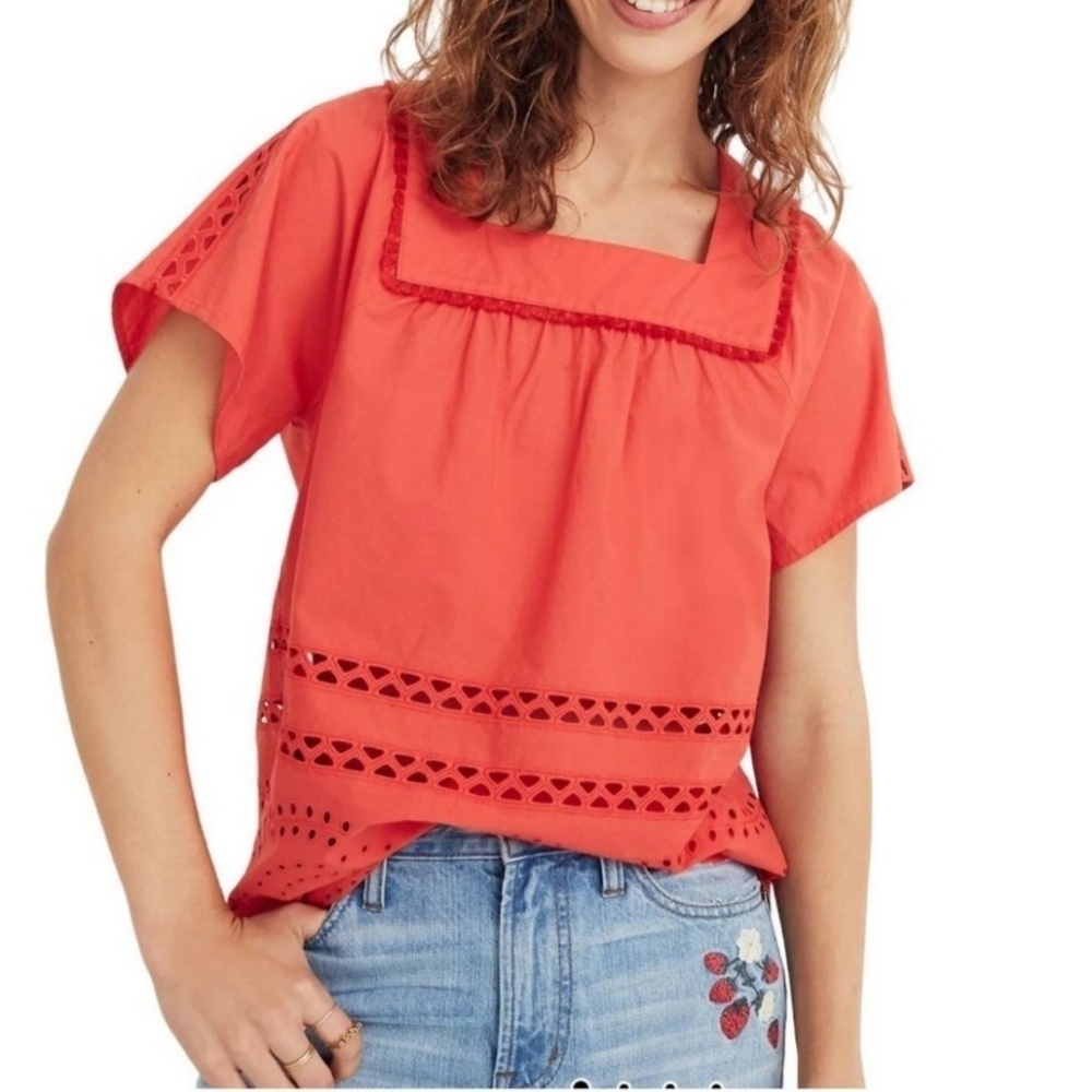 Coral Eyelet Angelica Blouse